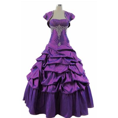 China Anti-static European Elegant Long Puffy Purple Ball Gown Princess Prom Dress for sale