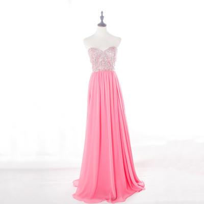 China Beautiful Anti-Static Beading Luxury Pink Sequin Long Wedding Party Wear Bridesmaid Dress for sale