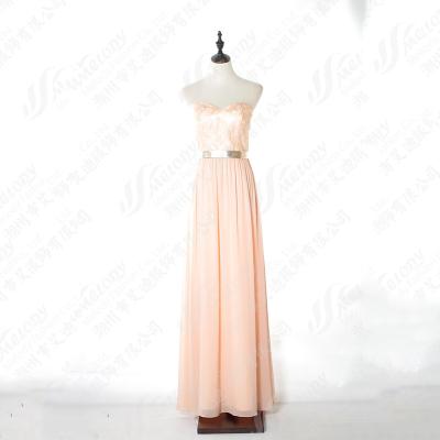 China Anti-static embroidery ladies party clothes cheap champagne color long bridesmaid dresses for sale