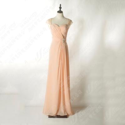 China Anti-Static Hat Sheath Ruched Bow Crystal Backless Gentle Wholesale Chiffon Wedding Bridesmaid Dress Long for sale