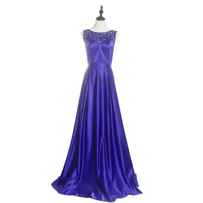 China 2019 Elegant Stain Long Evening Dress Custom Royal Blue Bridesmaid Dress Anti-Static for sale