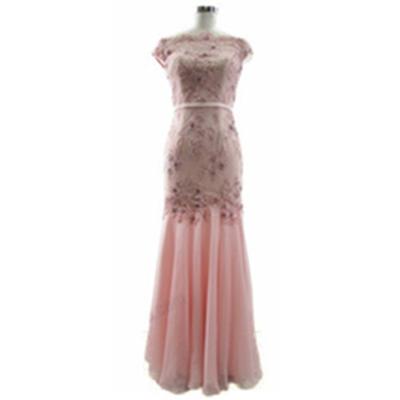 China Elegant Anti-Static Off The Shoulder Pink Chiffon Bridesmaid Dress For Wedding Party for sale