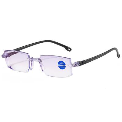 China SKYWAY Wholesale Cheap Slim Small Rectangle Frameless Business Anti Myopia Glasses Frames Blue Light Weight Frames for sale