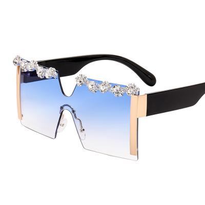 China Fashion Rimless Glass Sunglasses SKYWAY Fashion Sun Glasses Women Frameless Decoration One Piece Rhinestone Glasses for sale