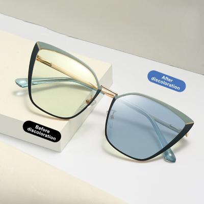 China Fashion Metal Cat Eye Anti Blue Light New Design Fashion SKYWAY Sunglasses Blocking Photochromic Eye Glass Frames for sale