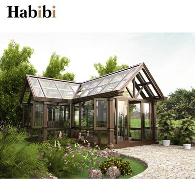 China Water Proof House Luxury Outdoor Aluminum Frame Glass Triangle Roof Insulated Conservative Garden Sunrooms for sale