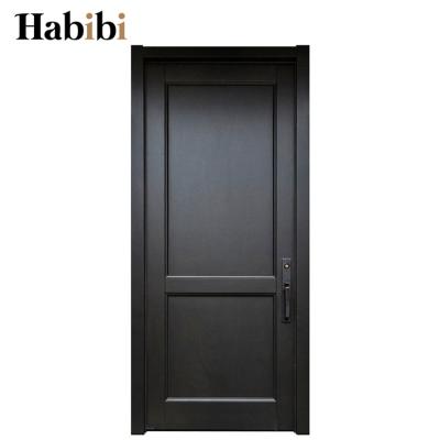 China Waterproof Residential Prehung Black Exterior House Simple Main Solid Wood Door Home Designs for sale