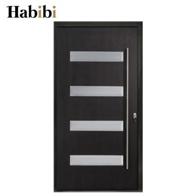 China From Prettywood Factory Modern Design Waterproof Glass Inserted Entrance Pivot Entry Doors Directly for sale