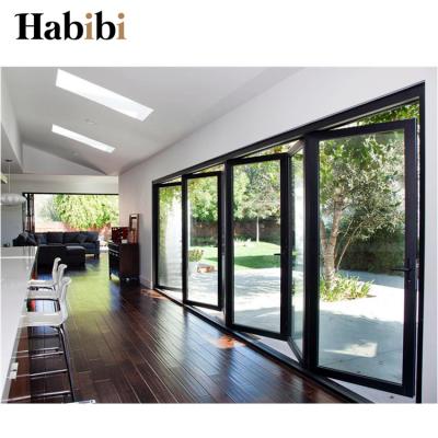 China 10 Years Warranty Modern Outdoor Heat Insulation Patio Accordion Aluminum Glazed Bi Folding Doors for sale