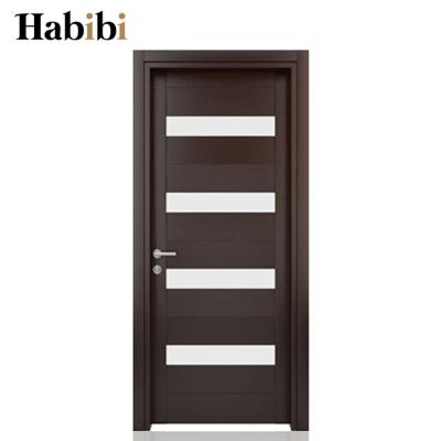 China Foshan Factory Modern Apartment Solid Core Interior Design Modern Wooden Door With Glass for sale