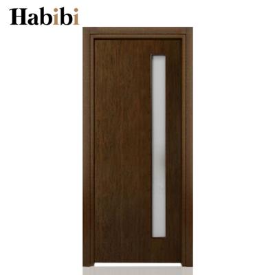 China Prettywood Designs Modern Solid Wood Bathroom Waterproof Glass Inserted Modern Door for sale