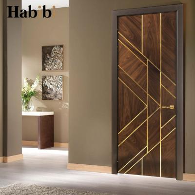 China Eco-friendly Luxury Room Design Interior WPC Wooden Prettywood Prehung Modern Door for sale