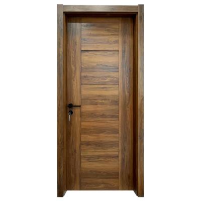 China Prettywood American Prehung Walnut Color Modern Design Core Solid Wood Veneer Interior Room Door for sale