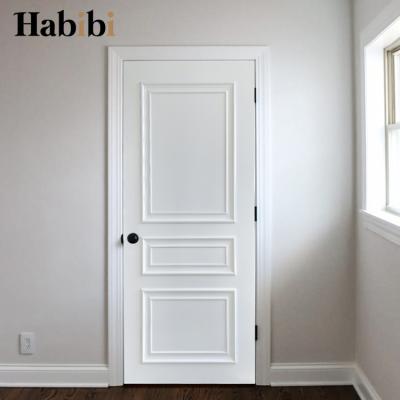 China Prettywood Hotel Prehung Design Traditional Simple White Fire Rated Solid Wood Interior Door for sale