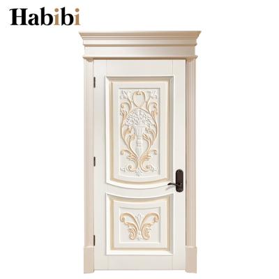 China Beautiful Traditional Prettywood Hand Carved Flower Front Entry Modern Home Design Wooden Door for sale