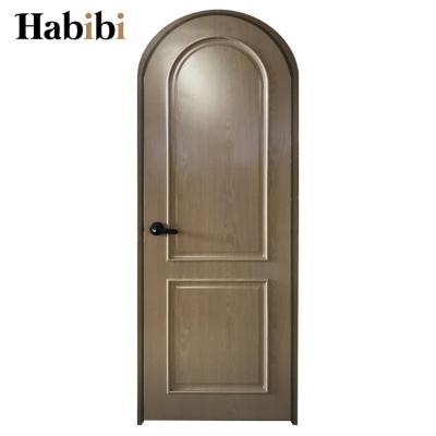 China Prettywood Traditional Traditional Residential Design Interior Solid Wood Arched Door With Frame for sale