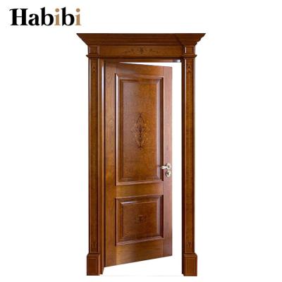 China Prettywood Dubai Villa 2 Panel Soild Luxury Traditional Teak Wooden Interior Room Door for sale