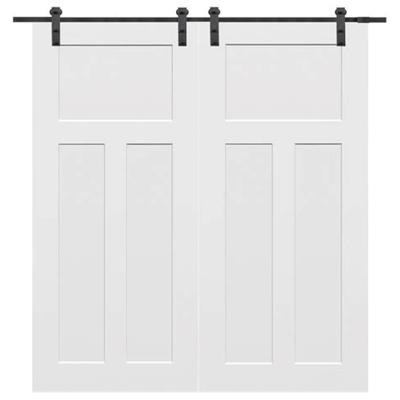 China Prettywood Modern Interior Solid Wood Barn Door Double Silding Sound Proof With Soundproof Hardware for sale