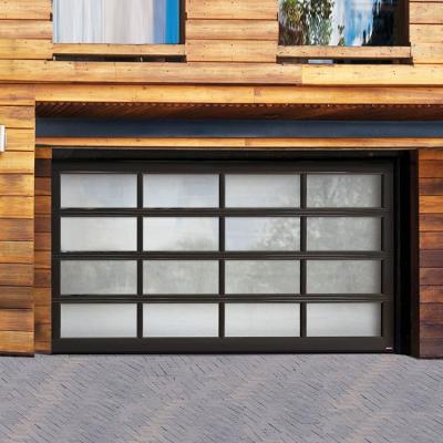 China Prettywood Waterproof Modern Sectional Panel Garage Electric Remote Automatic Aluminum Glass Door for sale