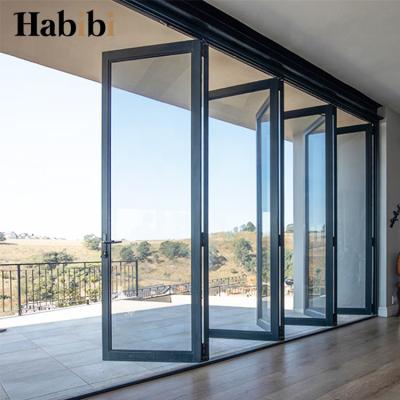 China CE Modern European Outdoor Patio Double Glazing Soundproof Sliding Aluminum Bi Folding Doors Price for sale