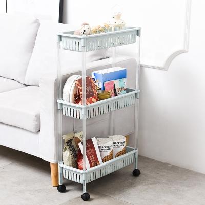 China Industrial Plastic Rolling Home Organizer Craft Cart 3 Tier Bathroom Service Rack Trolley Kitchen Shelf Storage for sale