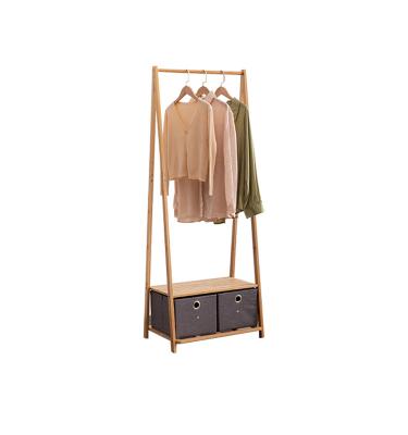 China 2022 Hot Selling Minimalist Wooden Hanger Rack Double View Bamboo Multifunctional Shelf For Home Furniture for sale