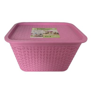 China Sustainable Household Portable Storage Clothes Basket Storage Plastic Laundry With Lid for sale