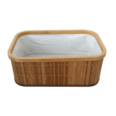 China Hot Sale Woven Bamboo Storage Boxed Kitchen Storage Baskets Set Of 3 for sale