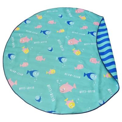 China Outdoor 2 In 1 Blanket In Bag Portable Printed Beach Mat 2 Sides Round Shape Waterproof Beach Blanket In Bag for sale