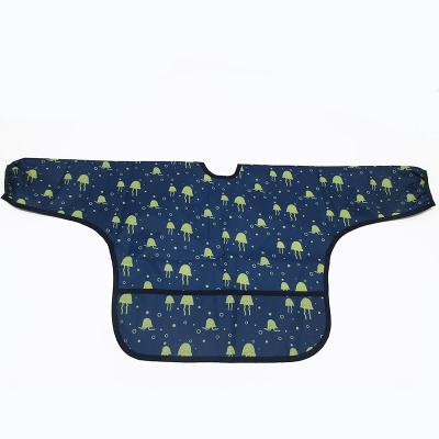 China Baby Infant Smock Aprons Toddler Viable Printed Waterproof Bibs With Long Sleeves Smell Resistance Bibs With Pocket for sale