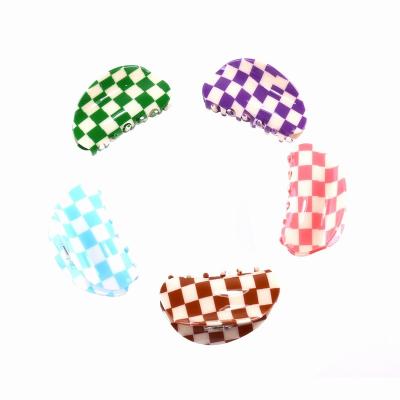 China DAILY OCCASIONAL OCCASIONAL Acetate Hair Claw Clip Acetate Hair Clip Checkerboard Hair Claw Clips for sale