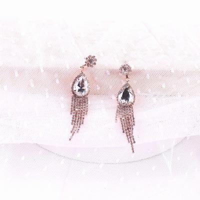 China Wholesale Fashion Factory Jewelry Crystal Drop Earrings Women Big Metal Dangle Earrings Jewelry for sale