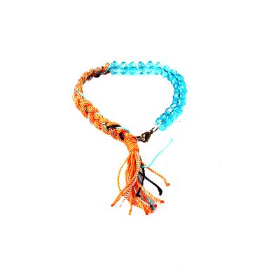 China Fashion CLASSIC Blue Acrylic Beaded Rope Braided Paracord Bracelet for sale