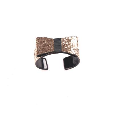 China Trendy Bow Metal Sequin Glittered Gold Bangle Cuff for sale