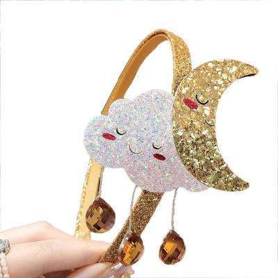 China Hair Accessories Moon Glitter Cloud Headband For Girls Princess Headband Shiny Kids Headband Party Hair Accessories for sale