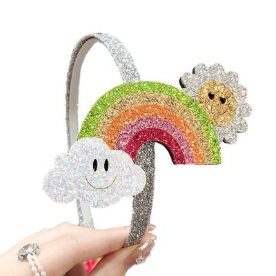 China Designer Soft Shiny Sequin Glitter Headband Kids Headband Hairband Rainbow Hair Accessories Bling Cute Children Women Hair Accessories For Girl for sale