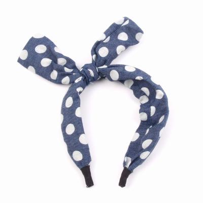 China Hair Accessories Vintage Dot Print Hair Band Rabbit Ear Knotted Headband For Women Bohemia Flower Print Hair Head Circle Bands for sale