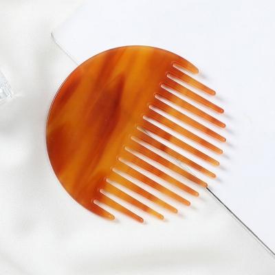 China Fashion Tortoise Shell Marble Print Resin Acetate Hair Comb Portable Round Tooth Acetic Acid Comb For Women Girl for sale