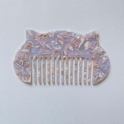 China Curly Hair Easily Detangling Cat Shape Combs Cute Fashion Acetate Wide Tooth Comb For Women Girl for sale