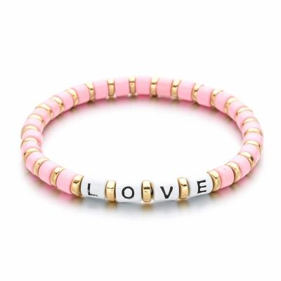 China Handmade Vintage Jewelry Gifts Female Friends Couple Bracelets Bangle Gold DIY Bracelet Beads Letter Bracelet For Girl for sale