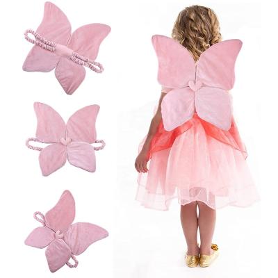 China Fashionable Fashion Velvet Pink Butterfly Wing Performance Angel Fairy Wings For Children for sale