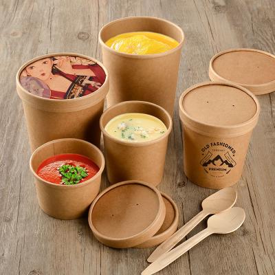 China Biodegradable Hot Sale Eco - Friendly Disposable Take Out Hot Soup Kraft Paper Bowl Cup for sale