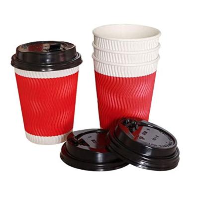 China Custom Biodegradable Containers Ripple Paper Disposable Coffee Cup for sale