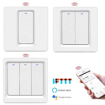 China Smart Push Button Switch China Supplier Alexa Google Voice Control 1/2/3 Band Smart Switch Module Home Wifi Wifi Switch for sale