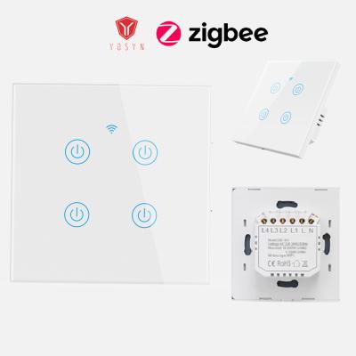 China Zigbee 3.0 LED Outlet Zigbee Switch 86*86mm Tuya Home Automation Wall Touch Switch UK EU 4 Neutral Wireless Smart Strip Smart Light Switch for sale