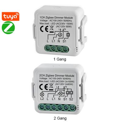 China Hidden Module Switch Outdoor 1/2 Channel Zigbee 1CH 2CH Tuya Smart LED Light 110-240V Push Button Switches Rheostat Module Compatible with Alexa Google Home for sale