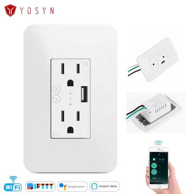 China Tuya Smart Life Easy Installation USB Smart Wall Socket 15A USA Alexa Google Home Controlled Electrical for sale