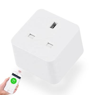 China Tuya Life Smart App Smart Home Appliances 16A UK Wifi Remote Control Alexa Smart Plug Standard Grounding Wall Socket for sale