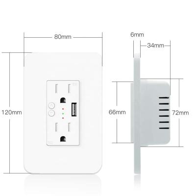 China Quick Shipping Alexa Smart Home Wifi Smart USB Port Remote Control Outlets USA 15A Easy Installation Wall Outlet for sale