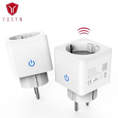 China Yosyn Smart Home Overload Protection Socket Voice Control 16A Wall Socket Automatic EU 2 Pin Plug Smart Switch Plug for sale